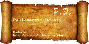 Paulcsenetz Donald névjegykártya